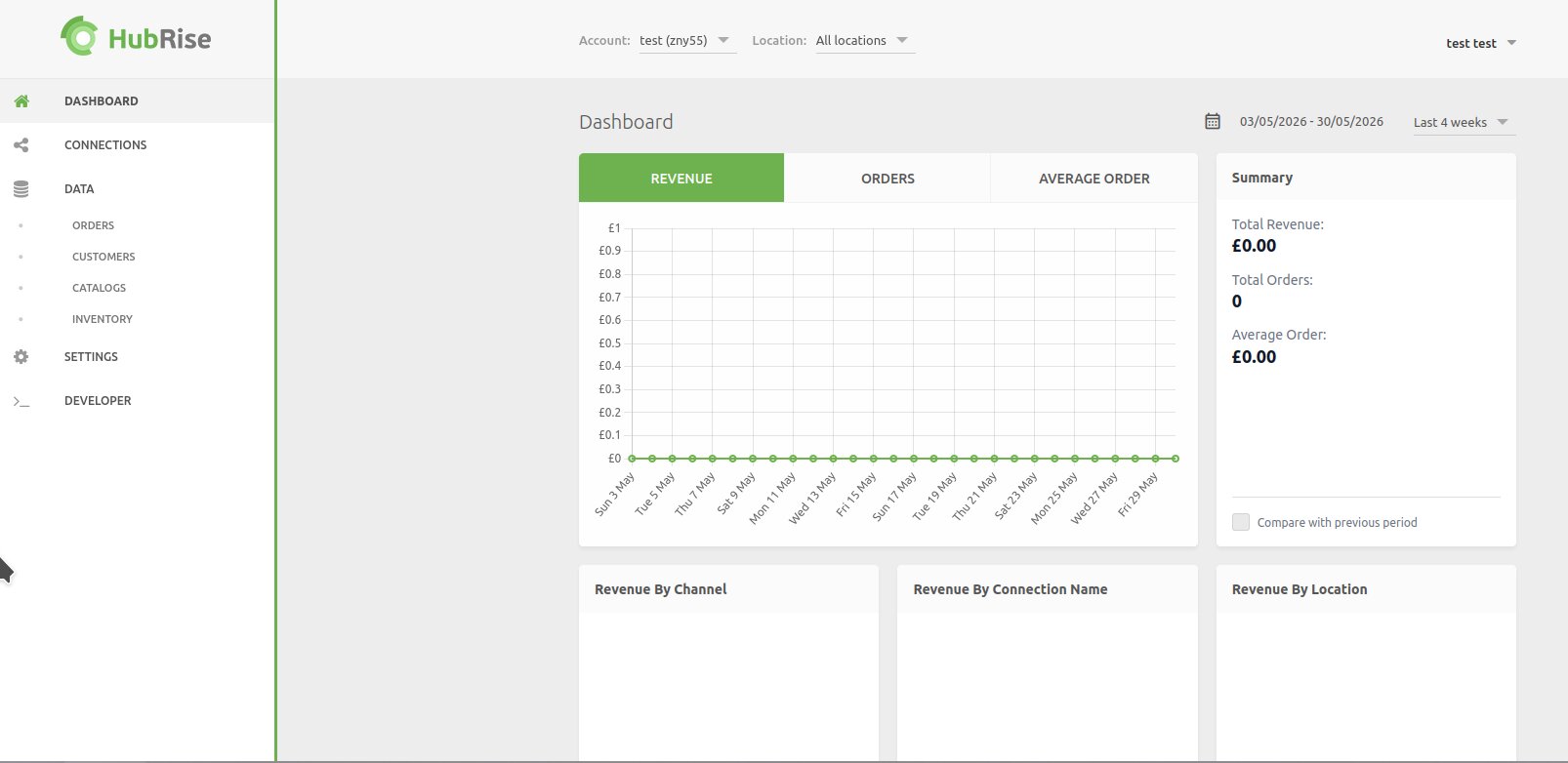 HubRise dashboard